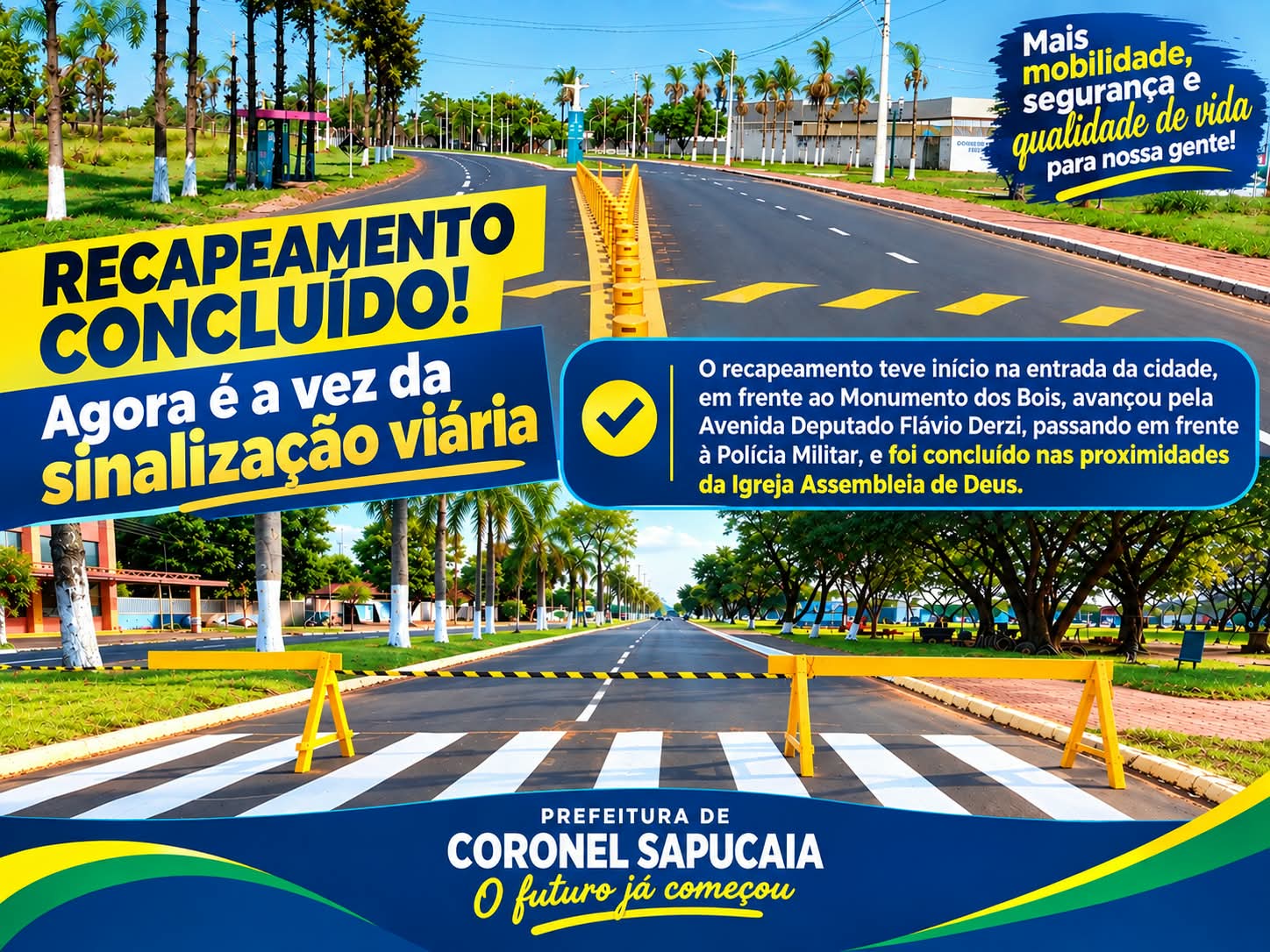 Prefeitura avan&ccedil;a com sinaliza&ccedil;&atilde;o e refor&ccedil;a seguran&ccedil;a no tr&acirc;nsito de Coronel Sapucaia.